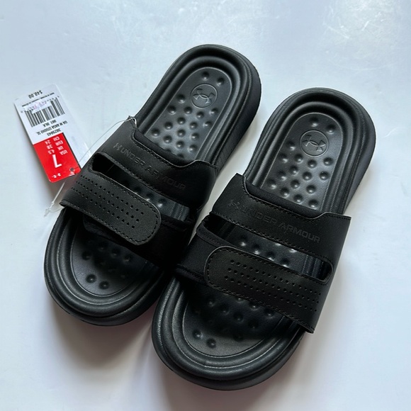 Under Armour Women's Ansa Studio Slide Sandals Black NWT Size 7 - Picture 1 of 6